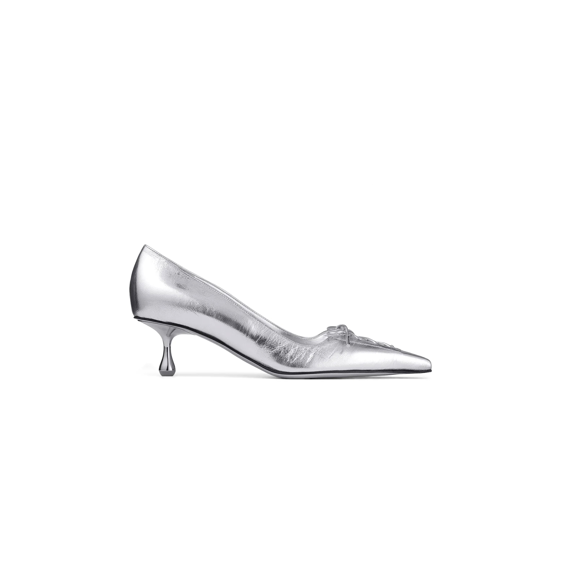 Ji*y Ch* scarlett 50 silver vintage metallic leather pumps scarlett50byk